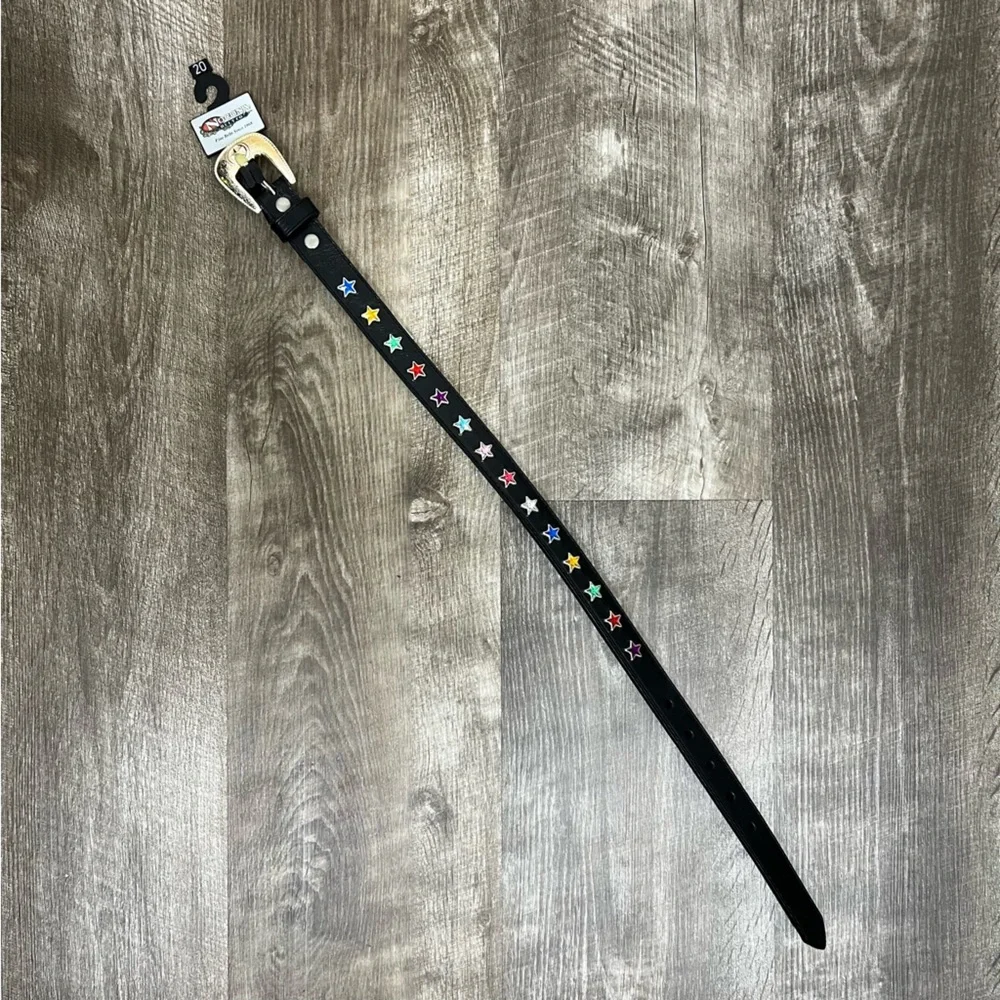 Nocona Star Embellished Leather Belt
